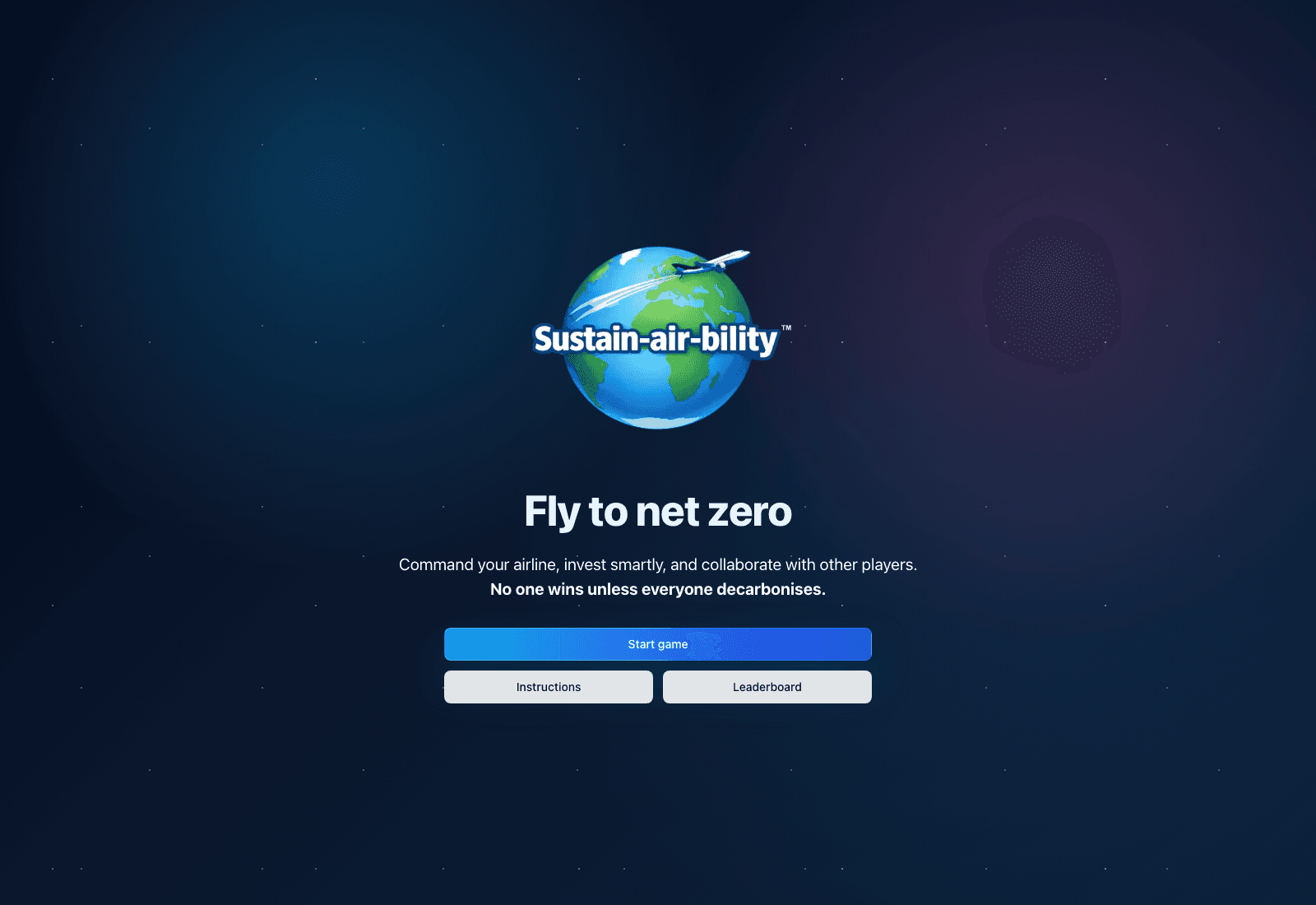 Landing screen screenshot
